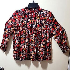 Zara (Trafaluc Collection) Brilliant Floral Long Sleeve Blouse Large